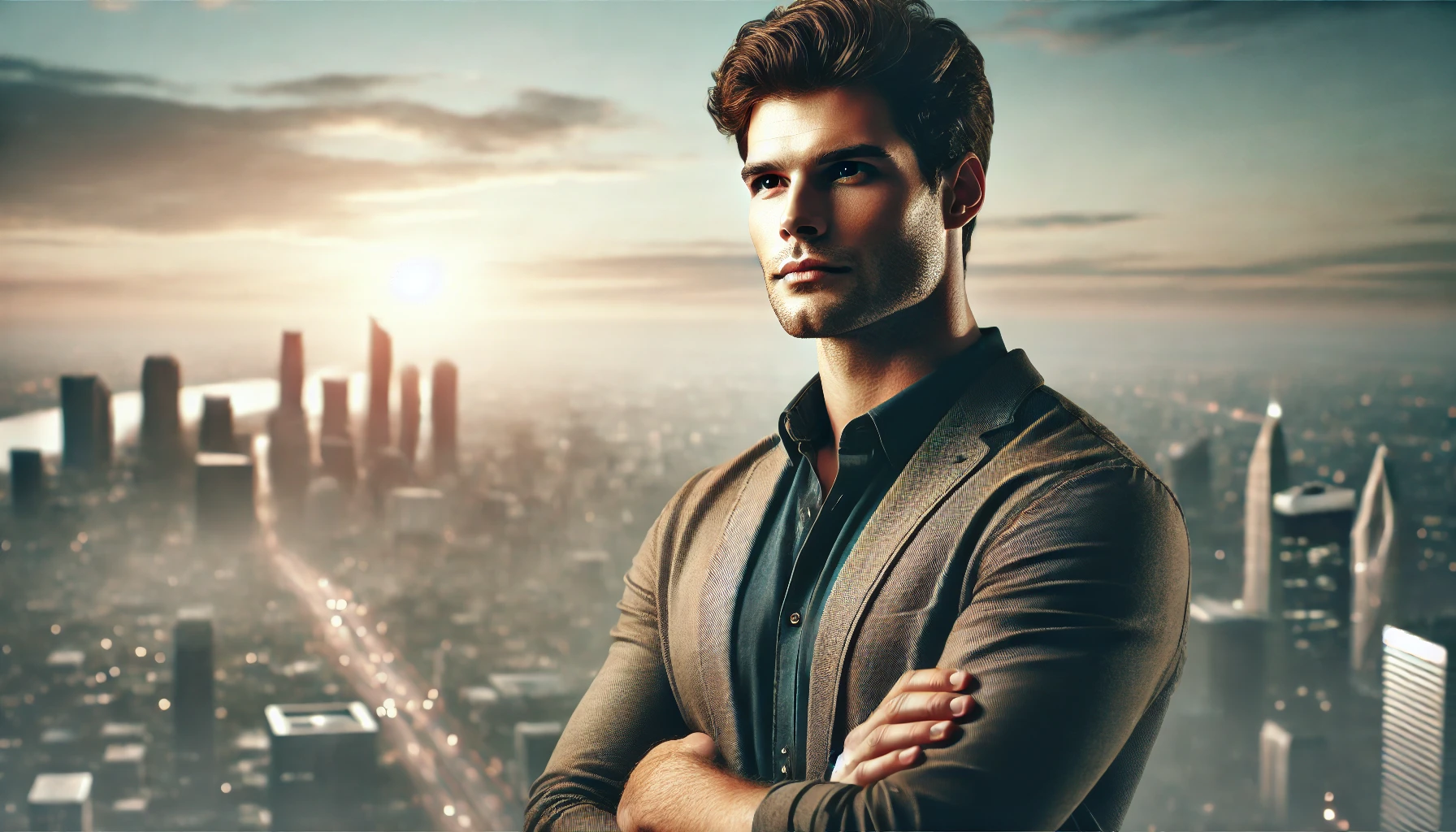 A confident man standing in a relaxed posture, looking self-assured and unbothered in an urban setting.